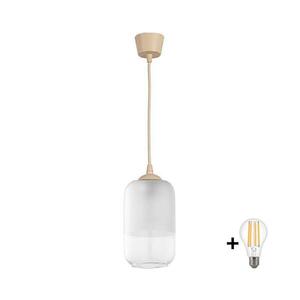 BRILAGI - LED Lustr na lanku RETRO GLASS 1xE27/60W/230V pr. 14 cm béžová/bílá NSTK7777+TK8619A obraz