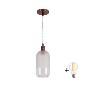 BRILAGI - LED Lustr na lanku RETRO GLASS 1xE27/60W/230V pr. 14 cm měděná/bílá NSTK7777+AI0179 obraz