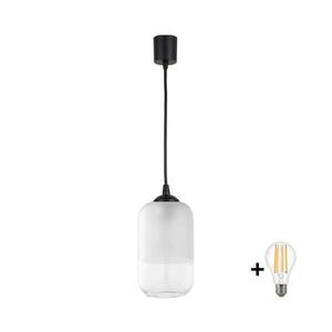 BRILAGI - LED Lustr na lanku RETRO GLASS 1xE27/60W/230V pr. 14 cm černá/bílá NSTK7777+TK6439A obraz