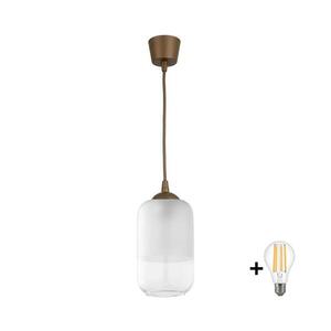 BRILAGI - LED Lustr na lanku RETRO GLASS 1xE27/60W/230V pr. 14 cm hnědá/bílá NSTK7777+TK8611A obraz