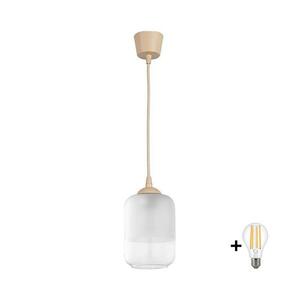 BRILAGI - LED Lustr na lanku RETRO GLASS 1xE27/60W/230V pr. 14 cm béžová/bílá NSTK7778+TK8619A obraz