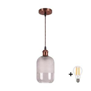 BRILAGI - LED Lustr na lanku RETRO GLASS 1xE27/60W/230V pr. 14 cm měděná/bílá NSTK7778+AI0179 obraz