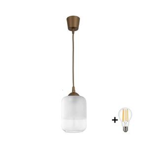 BRILAGI - LED Lustr na lanku RETRO GLASS 1xE27/60W/230V pr. 14 cm hnědá/bílá NSTK7778+TK8611A obraz