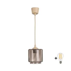 BRILAGI - LED Lustr na lanku R GLASS 1xE27/60W/230V pr. 15 cm béžová/kouř béžová NSTK7399+TK8619A obraz