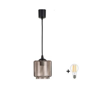BRILAGI - LED Lustr na lanku R GLASS 1xE27/60W/230V pr. 15 cm černá/kouř béžová NSTK7399+TK6439A obraz