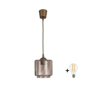 BRILAGI - LED Lustr na lanku R GLASS 1xE27/60W/230V pr. 15 cm hnědá/kouř béžová NSTK7399+TK8611A obraz