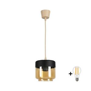 BRILAGI - LED Lustr R GLASS 1xE27/60W/230V pr. 14 cm béžová/kou béžová/černá NSTK7324+TK8619A obraz