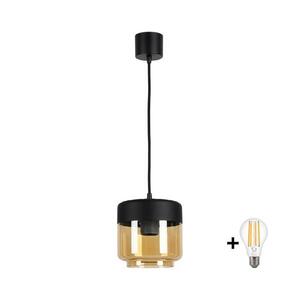 BRILAGI - LED Lustr na lanku R GLASS 1xE27/60W/230V pr. 14 cm černá/kouř béžová NSTK7324+TK6439A obraz