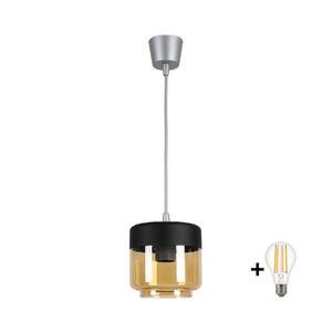BRILAGI -LED Lustr R GLASS 1xE27/60W/230V pr. 14 cm stříbrná/kouř béžová/černá NSTK7324+TK8612A obraz