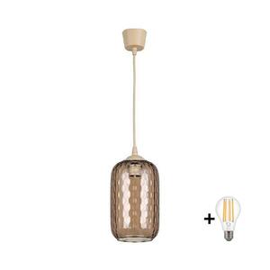 BRILAGI - LED Lustr na lanku R GLASS 1xE27/60W/230V pr. 14 cm béžová/kouř hnědá NSTK7702+TK8619A obraz