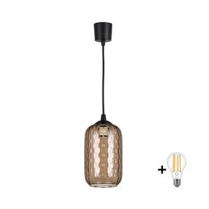 BRILAGI - LED Lustr na lanku R GLASS 1xE27/60W/230V pr. 14 cm černá/kouř hnědá NSTK7702+TK6439A obraz