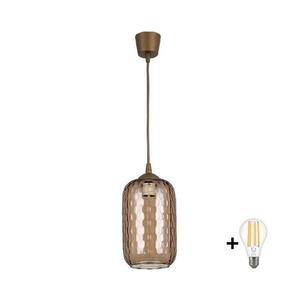 BRILAGI - LED Lustr na lanku R GLASS 1xE27/60W/230V pr. 14 cm hnědá//kouř hnědá NSTK7702+TK8611A obraz