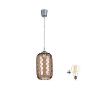 BRILAGI -LED Lustr na lanku R GLASS 1xE27/60W/230V pr. 14 cm stříbrná/kouř hnědá NSTK7702+TK8612A obraz