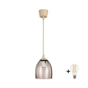 BRILAGI - LED Lustr na lanku R GLASS 1xE27/60W/230V pr. 17 cm béžová/kouř béžová NSTK7393+TK8619A obraz