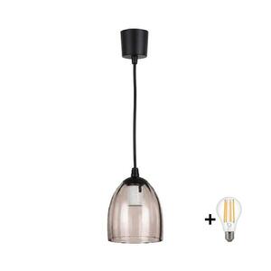 BRILAGI - LED Lustr na lanku R GLASS 1xE27/60W/230V pr. 17 cm černá/kouř béžová NSTK7393+TK6439A obraz