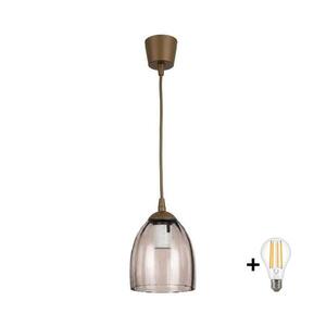 BRILAGI - LED Lustr na lanku R GLASS 1xE27/60W/230V pr. 17 cm hnědá/kouř béžová NSTK7393+TK8611A obraz
