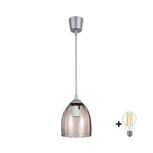 BRILAGI-LED Lustr na lanku R GLASS 1xE27/60W/230V pr. 17 cm stříbrná/kouř béžová NSTK7393+TK8612A obraz