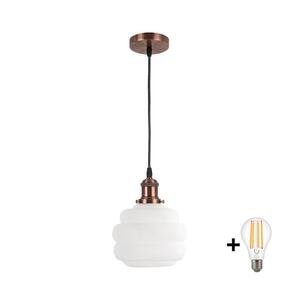BRILAGI - LED Lustr na lanku RETRO GLASS 1xE27/60W/230V pr. 20 cm měděná/bílá NSTK7639+AI0179 obraz