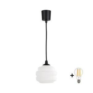 BRILAGI - LED Lustr na lanku RETRO GLASS 1xE27/60W/230V pr. 20 cm černá/bílá NSTK7639+TK6439A obraz