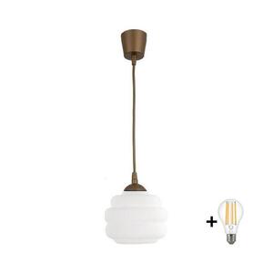 BRILAGI - LED Lustr na lanku RETRO GLASS 1xE27/60W/230V pr. 20 cm hnědá/bílá NSTK7639+TK8611A obraz