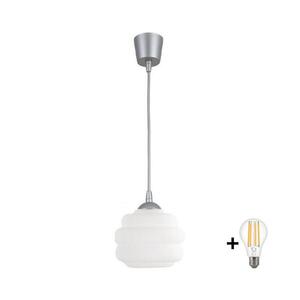 BRILAGI - LED Lustr na lanku RETRO GLASS 1xE27/60W/230V pr. 20 cm stříbrná/bílá NSTK7639+TK8612A obraz