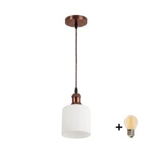 BRILAGI - LED Lustr na lanku RETRO GLASS 1xE27/60W/230V pr. 13 cm měděná/bílá NSTK7006+AI0179 obraz