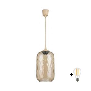 BRILAGI - LED Lustr na lanku R GLASS 1xE27/60W/230V pr. 14 cm béžová/kouř hnědá NSTK7701+TK8619A obraz