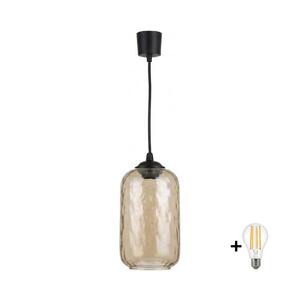 BRILAGI - LED Lustr na lanku R GLASS 1xE27/60W/230V pr. 14 cm černá/kouř hnědá NSTK7701+TK6439A obraz