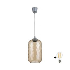 BRILAGI -LED Lustr na lanku R GLASS 1xE27/60W/230V pr. 14 cm stříbrná/kouř hnědá NSTK7701+TK8612A obraz
