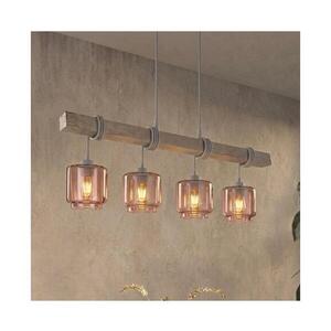 BRILAGI - Lustr na lanku WOOD GLASS 4xE27/60W/230V borovice/šedá/kouř béžová EG49927A+4xNSTK7399 obraz