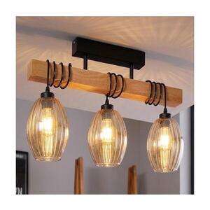 BRILAGI - Přisazený lustr WOOD GLASS 3xE27/60W/230V borovice/černá/kouř béžová EG44074+3xNSTK7499 obraz
