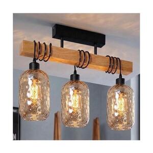 BRILAGI - Přisazený lustr WOOD GLASS 3xE27/60W/230V borovice/černá/kouř hnědá EG44074+3xNSTK7702 obraz