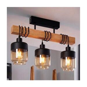 BRILAGI - Přisazený lustr WOOD GLASS 3xE27/60W/230V borovice/černá/kouř hnědá EG44074+3xNSTK7324 obraz