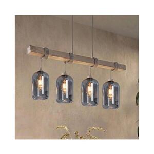 BRILAGI - Lustr na lanku WOOD GLASS 4xE27/60W/230V borovice/šedá/kouř šedá EG49927A+4xNSTK7757 obraz