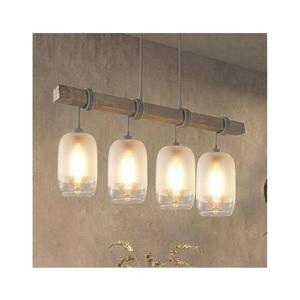 BRILAGI - Lustr na lanku WOOD GLASS 4xE27/60W/230V borovice/šedá/bílá EG49927A+4xNSTK7777 obraz
