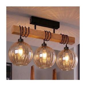 BRILAGI - Přisazený lustr WOOD GLASS 3xE27/60W/230V borovice/černá/kouř hnědá EG44074+3xNSTK7482 obraz