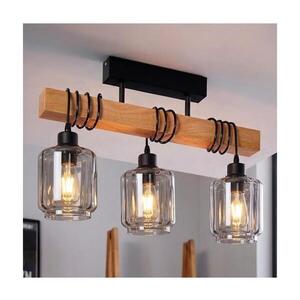 BRILAGI - Přisazený lustr WOOD GLASS 3xE27/60W/230V borovice/černá/kouř béžová EG44074+3xNSTK7399 obraz