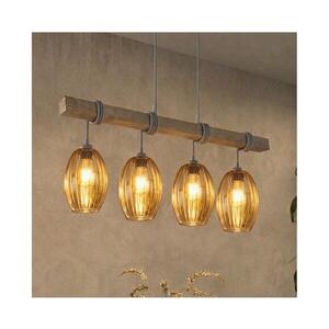 BRILAGI - Lustr na lanku WOOD GLASS 4xE27/60W/230V borovice/šedá/kouř hnědá EG49927A+4xNSTK7499 obraz