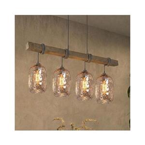BRILAGI - Lustr na lanku WOOD GLASS 4xE27/60W/230V borovice/šedá/kouř hnědá EG49927A+4xNSTK7702 obraz