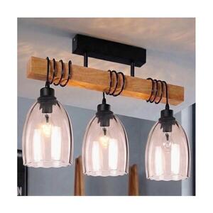 BRILAGI - Přisazený lustr WOOD GLASS 3xE27/60W/230V borovice/černá/kouř béžová EG44074+3xNSTK7393 obraz