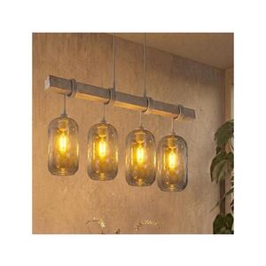 BRILAGI - Lustr na lanku WOOD GLASS 4xE27/60W/230V borovice/šedá/kouř šedá EG49927A+4xNSTK7501 obraz