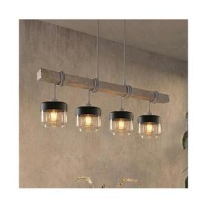 BRILAGI - Lustr na lanku WOOD GLASS 4xE27/60W/230V borovice/šedá/kouř hnědá EG49927A+4xNSTK7324 obraz