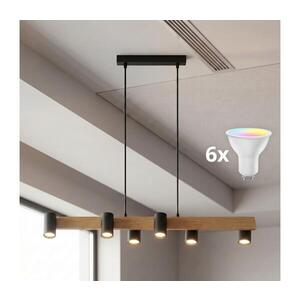 BRILAGI - LED RGBW Stmívatelný lustr na lanku SELE 6xGU10/6, 5W/230V černá/dub BG5274+AI2323 obraz
