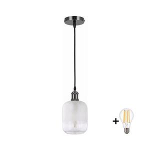 BRILAGI - LED Lustr na lanku RETRO GLASS 1xE27/60W/230V pr. 14 cm černá/bílá NSTK7779+AI0177 obraz