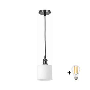 BRILAGI - LED Lustr na lanku RETRO GLASS 1xE27/60W/230V pr. 10 cm černá/bílá NSTK7006+AI0177 obraz