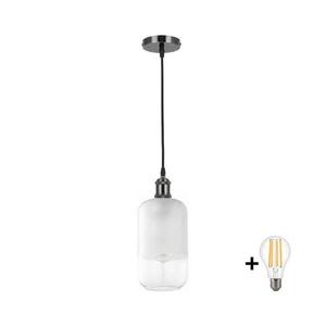 BRILAGI - LED Lustr na lanku RETRO GLASS 1xE27/60W/230V pr. 14 cm černá/bílá NSTK7777+AI0177 obraz