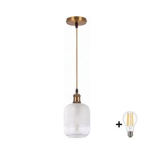 BRILAGI - LED Lustr na lanku RETRO GLASS 1xE27/60W/230V pr. 14 cm zlatá/bílá NSTK7779+AI0178 obraz