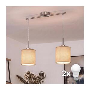BRILAGI - LED Lustr na lanku NUBILA 2xE27/60W/230V světle hnědá EG32519+2xBG1584 obraz