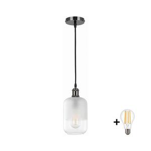 BRILAGI - LED Lustr na lanku RETRO GLASS 1xE27/60W/230V pr. 14 cm černá/bílá NSTK7778+AI0177 obraz