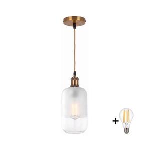 BRILAGI - LED Lustr na lanku RETRO GLASS 1xE27/60W/230V pr. 14 cm zlatá/bílá NSTK7777+AI0178 obraz